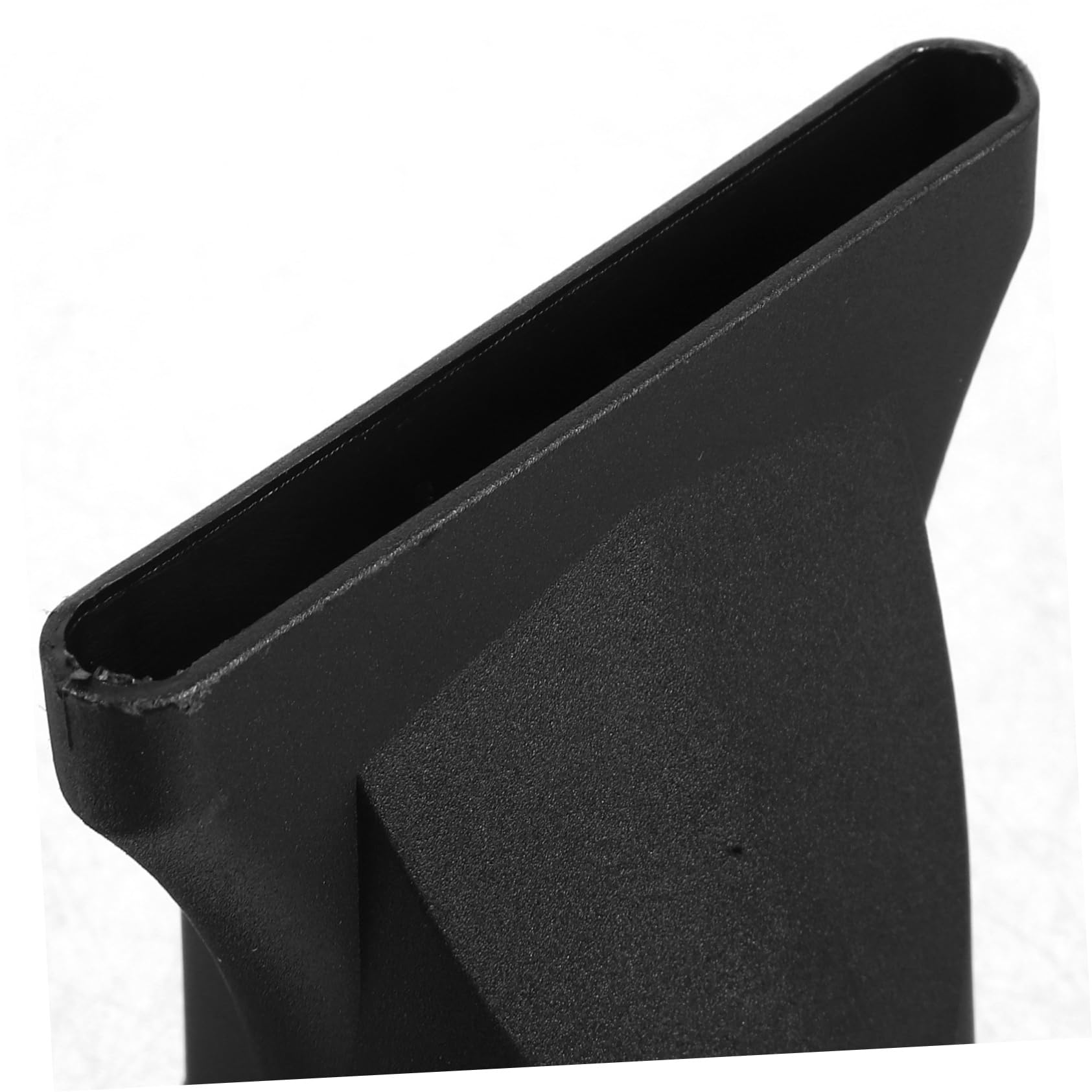 Sturdy plastic black hair dryer nozzle replacement part from top angle