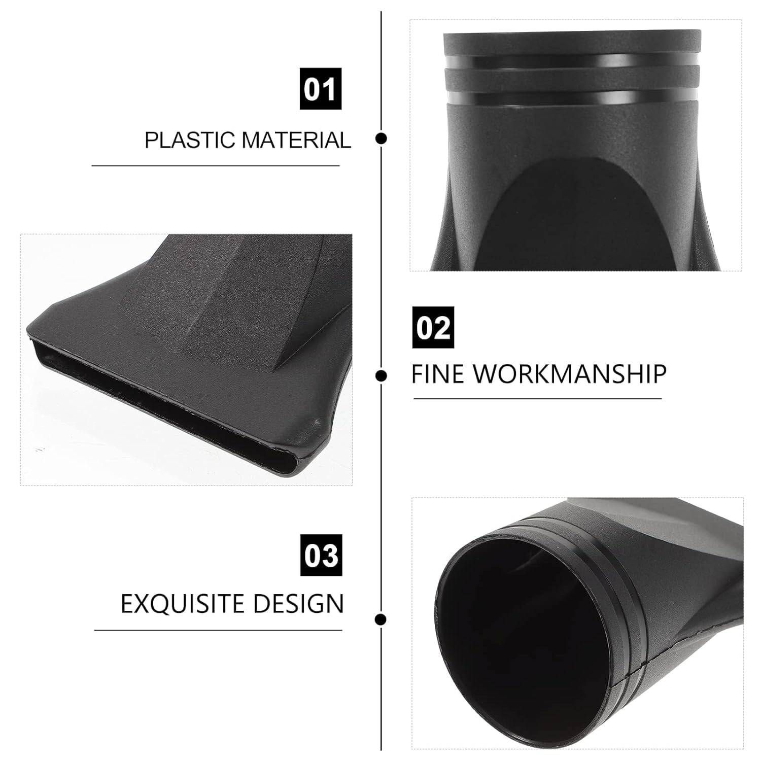 Two pack of black plastic hair dryer nozzle replacements displayed on a clean studio background