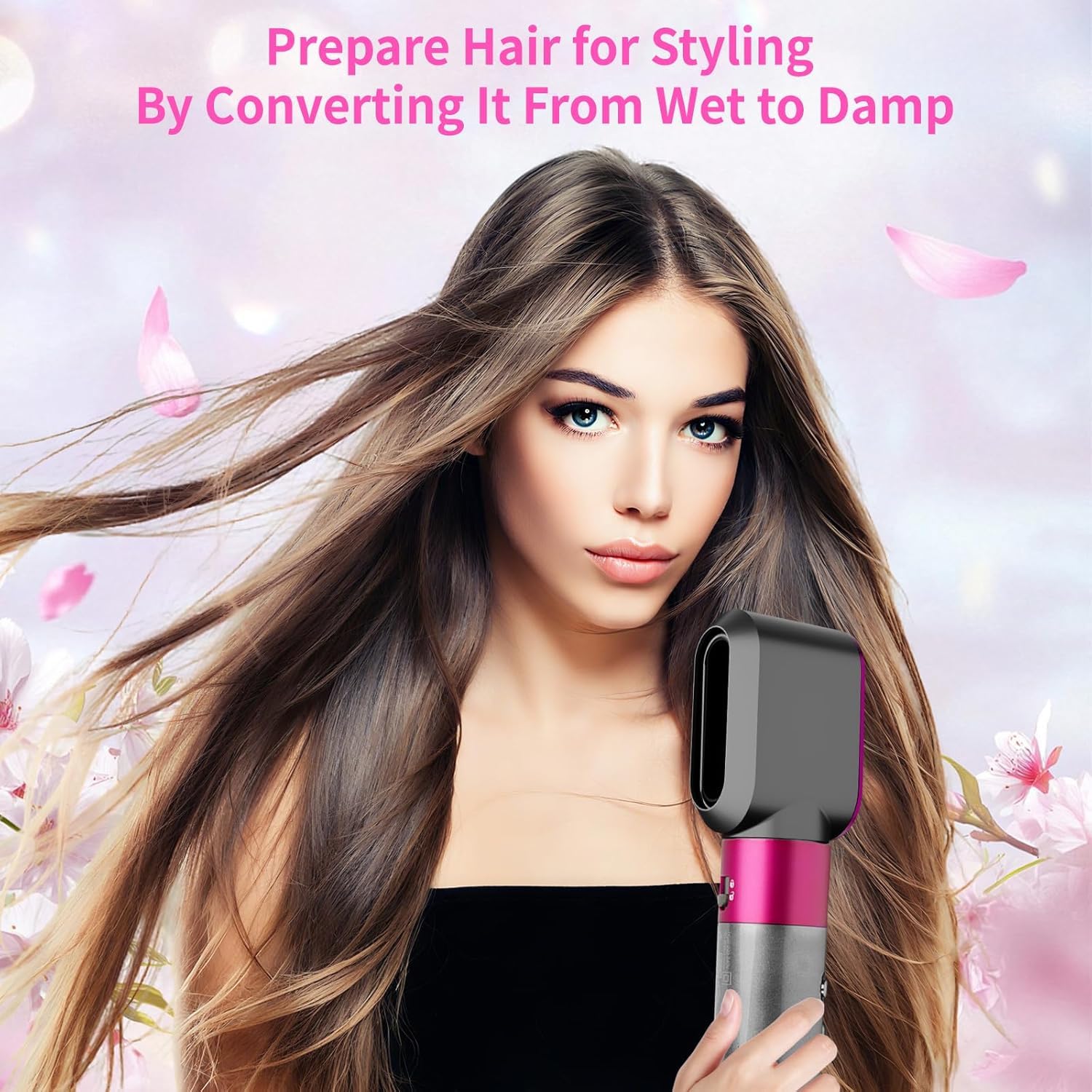 Side angle view of the pre-shaped replacement nozzle compatible with hair styler models.
