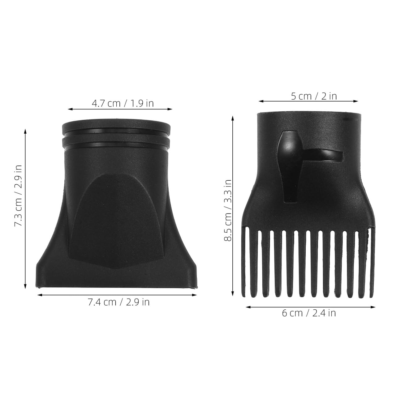 MAGICLULU blow dryer attachments side view demonstrating the universal interface diameter for easy fitting.