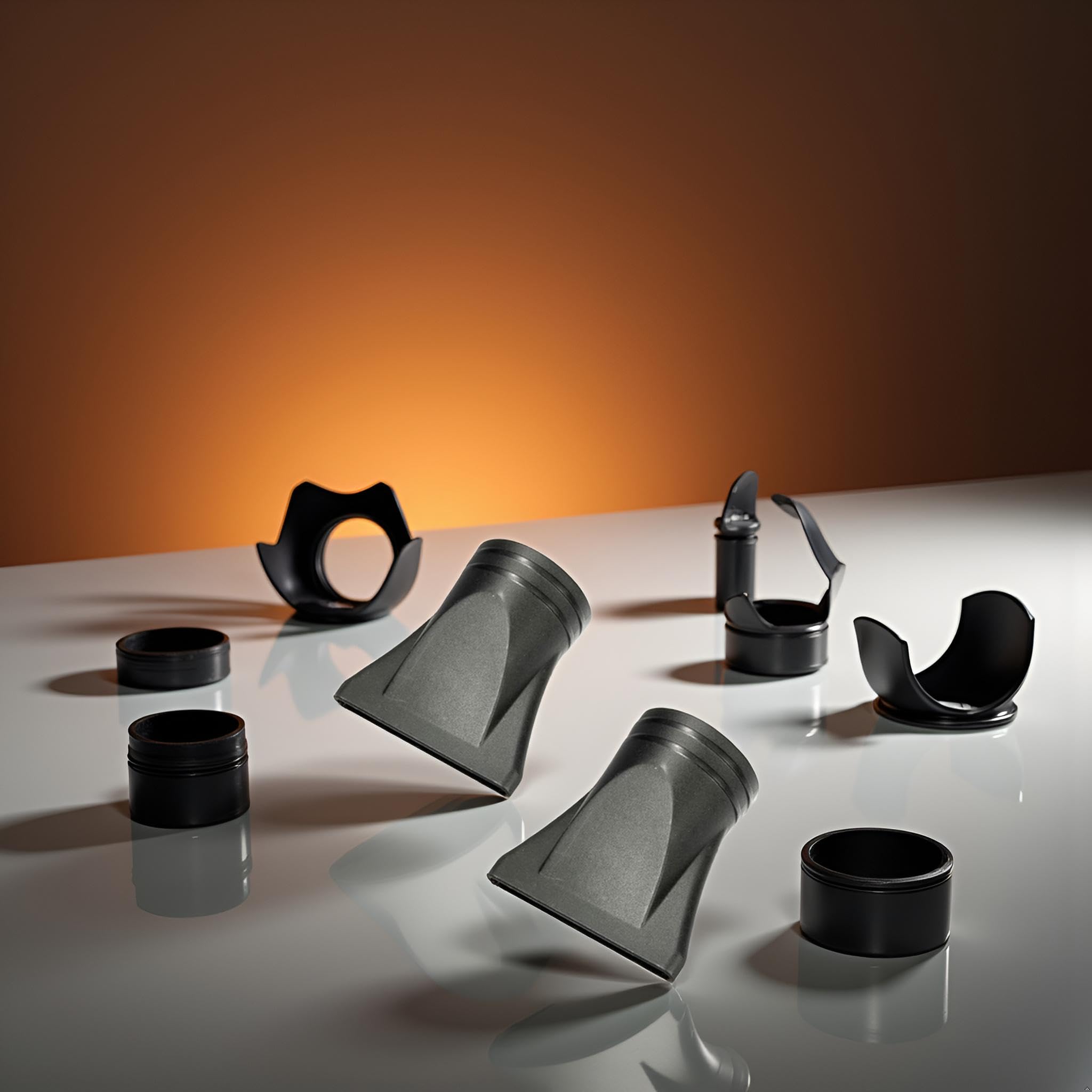 Two pieces of Pluzmecalm hairdressing tool attachments displayed side by side for comparison