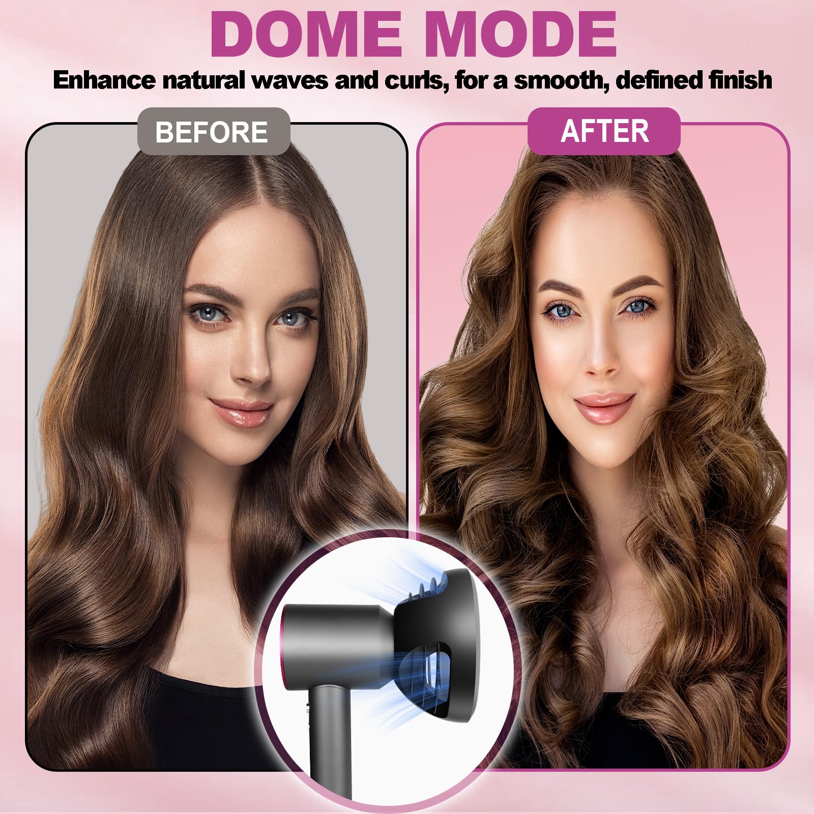 Side profile of the heat-resistant curly hair attachment nozzle for professional salon results.