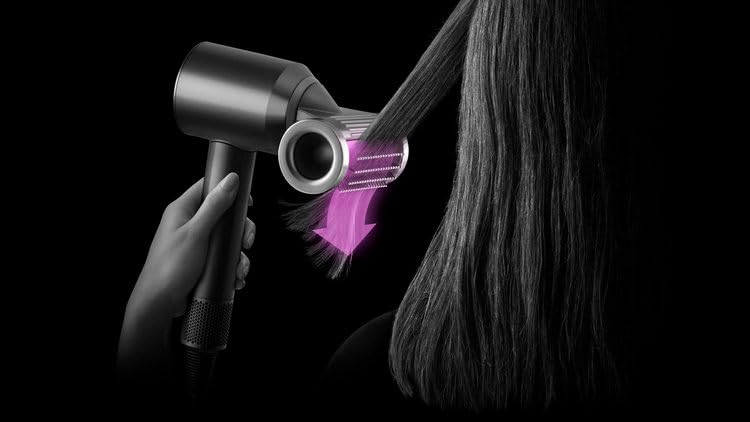 Compatible hair dryer flyaway smoother nozzle attachment showing magnetic connection side
