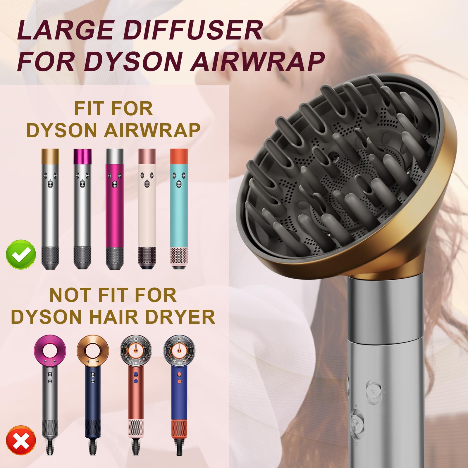 Upgraded large hair dryer nozzle attachment compatible with multi-styler showing rear connection mechanism.
