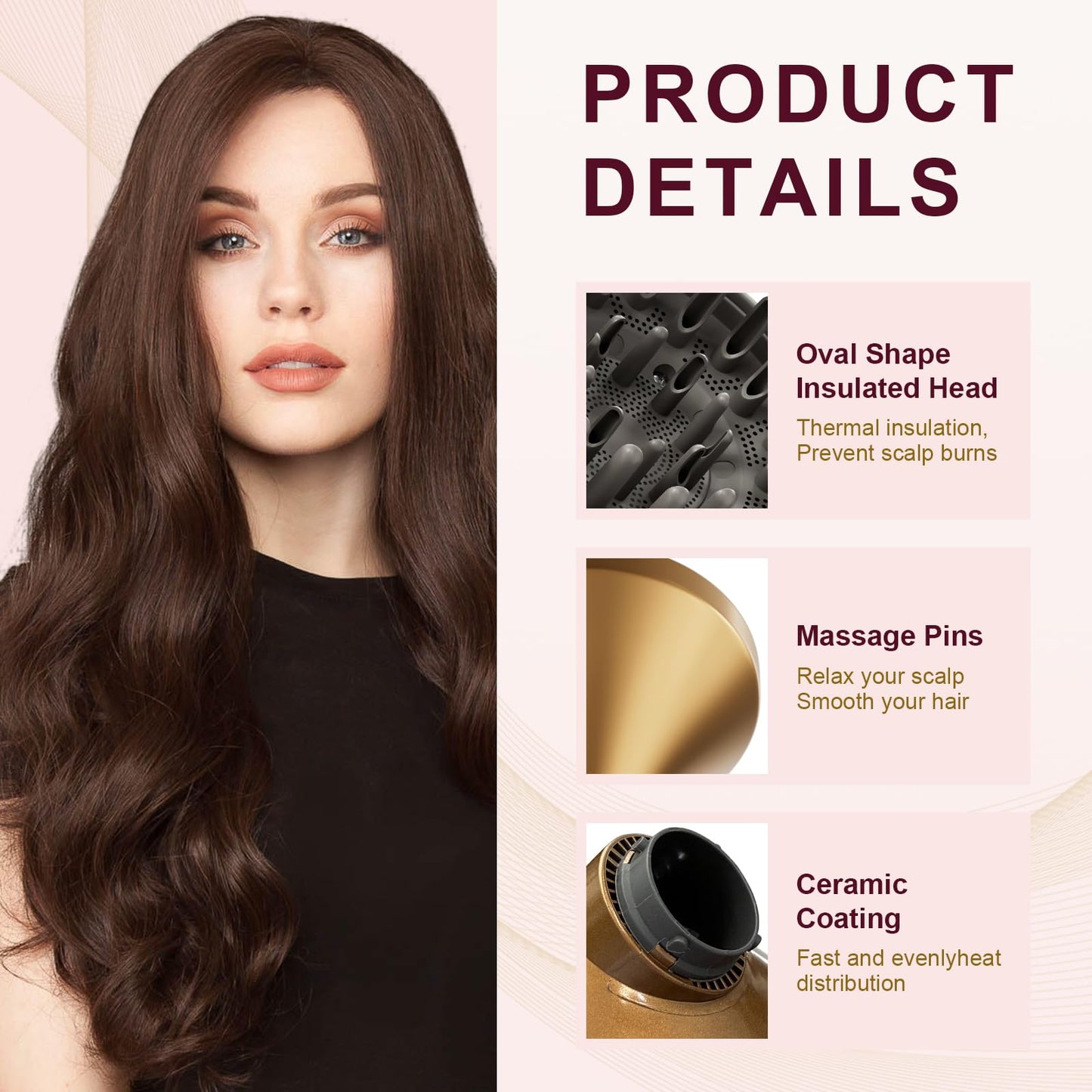 Textured curly hair styling nozzle attachment displaying the evenly spaced airflow vents.