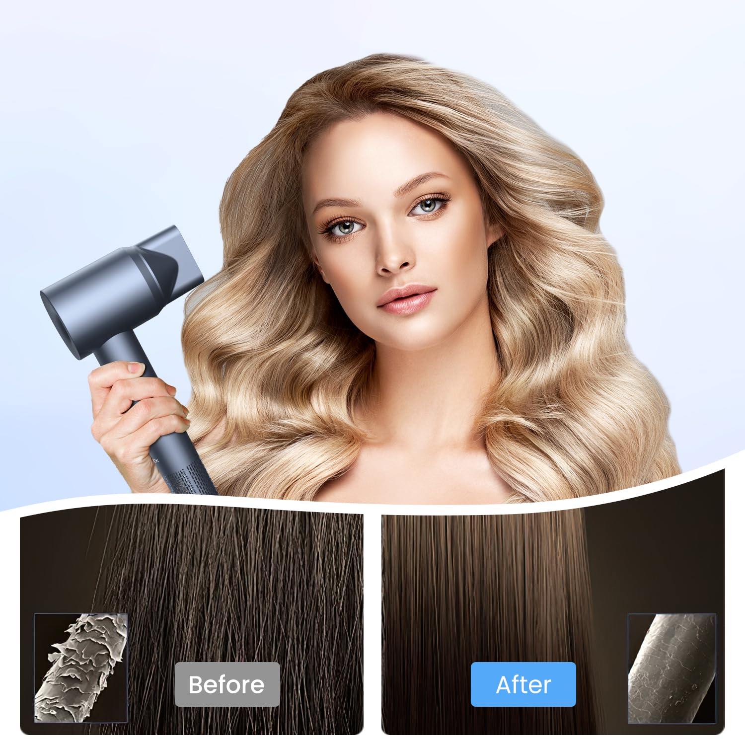 Salon style blowout attachment showing the narrow airflow concentrator slot