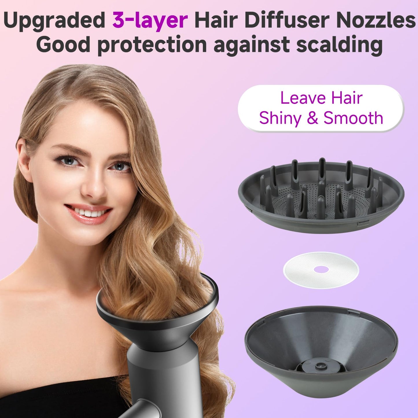 Premium replacement hair diffuser attachment showing the magnetic interface connection