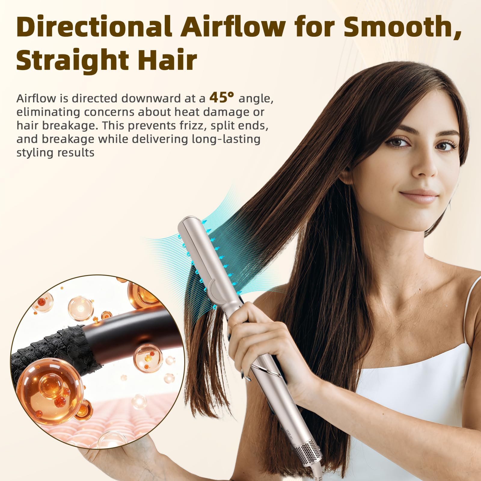 GENCAM hair smoothing nozzle accessory compatible with shark flexstyle system side view showing attachment mechanism