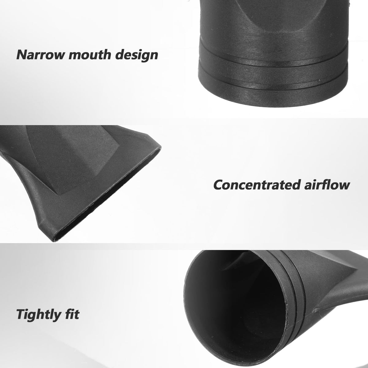 Durable plastic construction detail of the heat resistant hair blower attachment