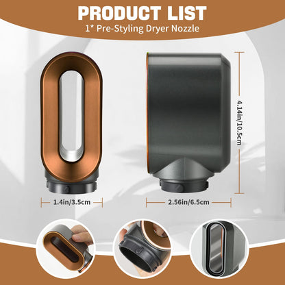 Liopif alternative pre-styling attachment nozzle placed next to compatible hair styler components