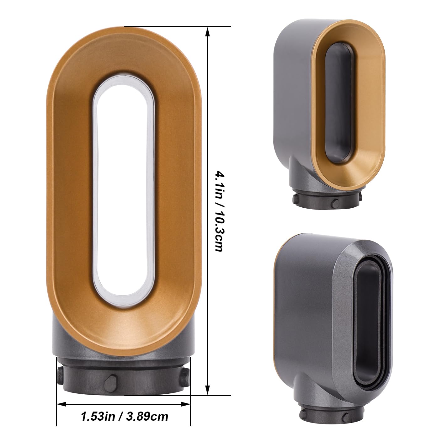 Gold pre styling replacement nozzle showing secure connection base compatibility