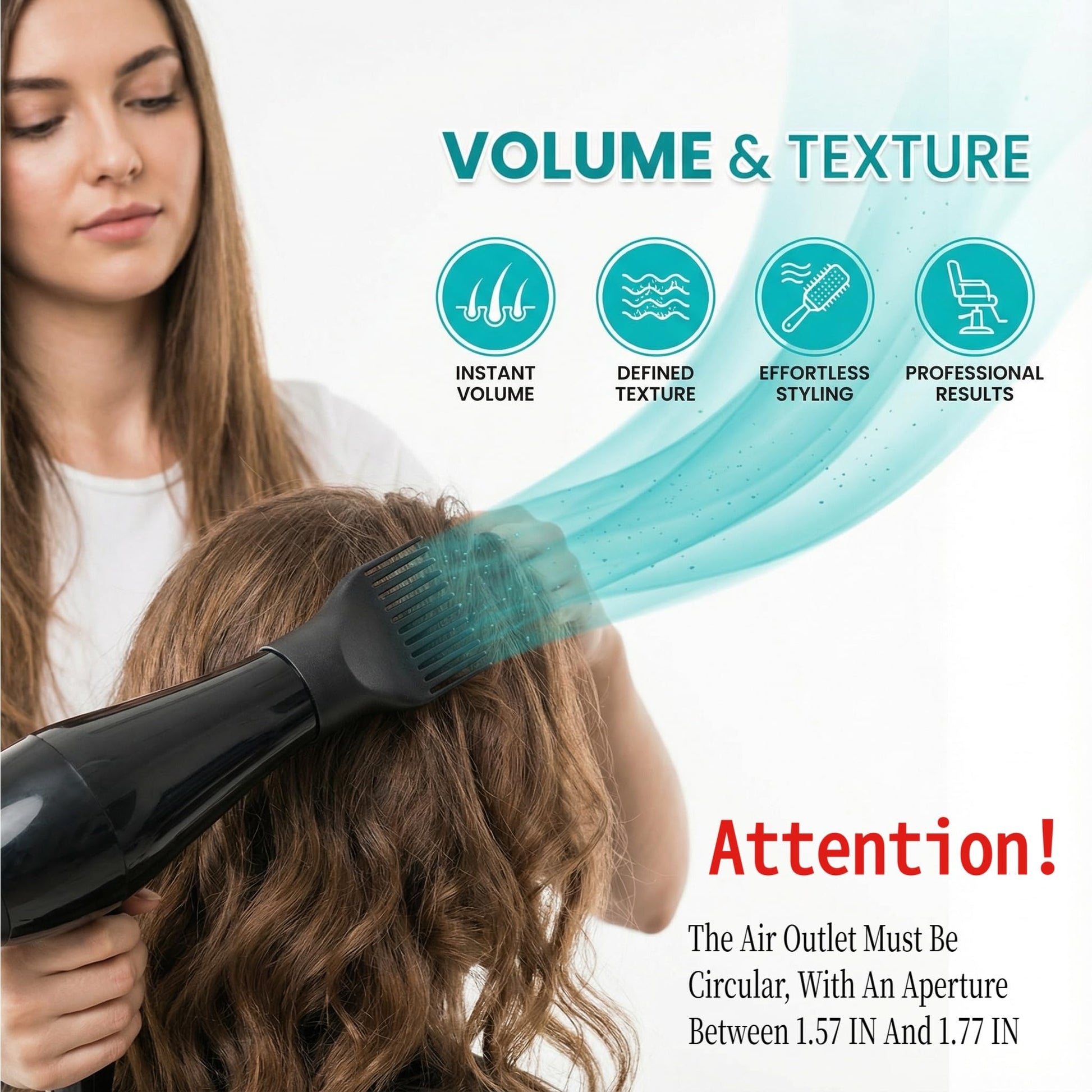 Black plastic hair concentrator nozzle replacement close up styling detail
