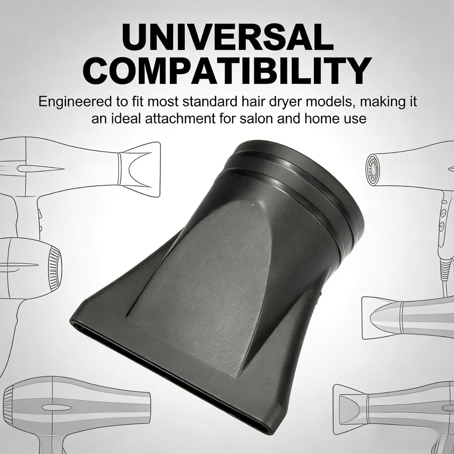 Essivox wide design blow dryer styling attachment showcasing secure fit plastic rim construction