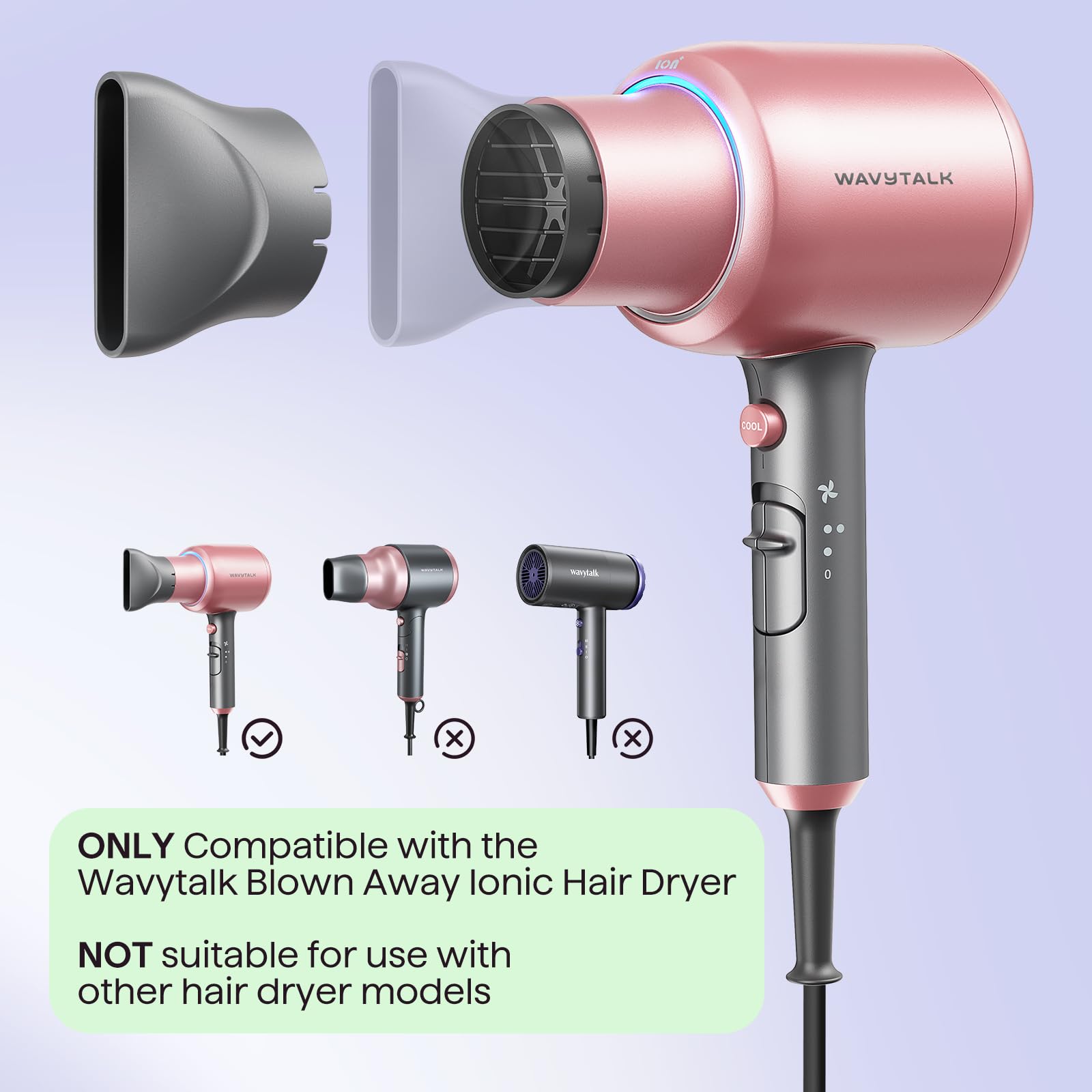 Heat resistant blow dryer concentrator nozzle attachment close up side profile