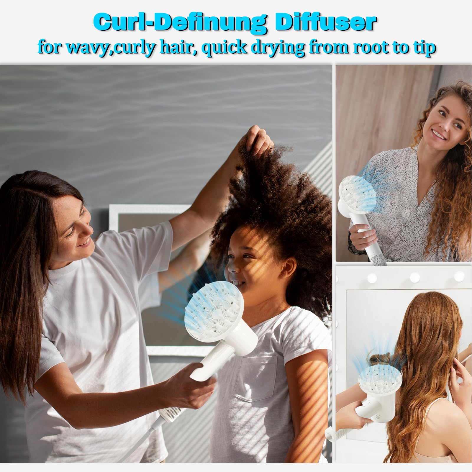 Long prongs on the white volumizing diffuser attachment for high speed hair dryer