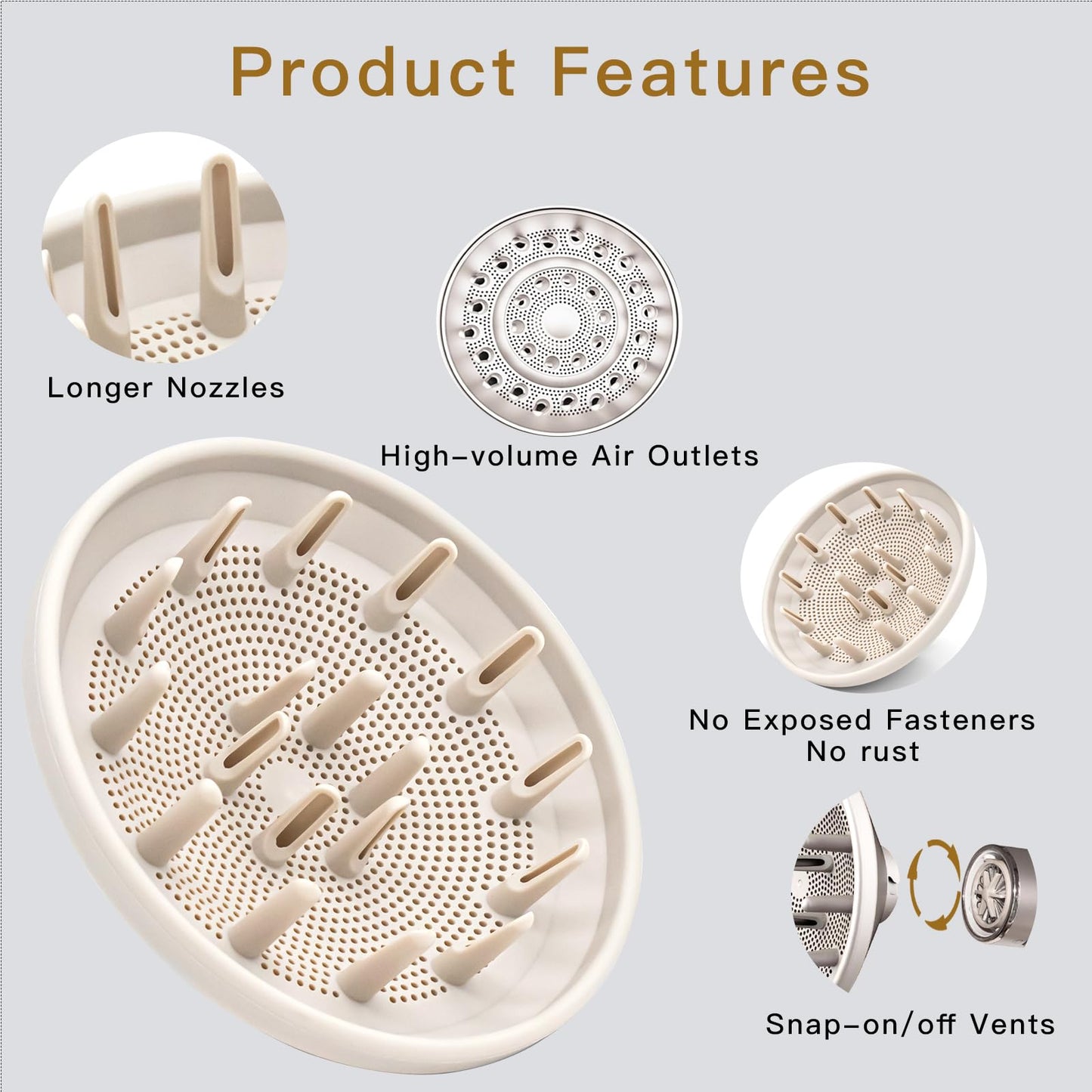 Premium white diffuser styling tool showcasing the deep bowl and airflow vents