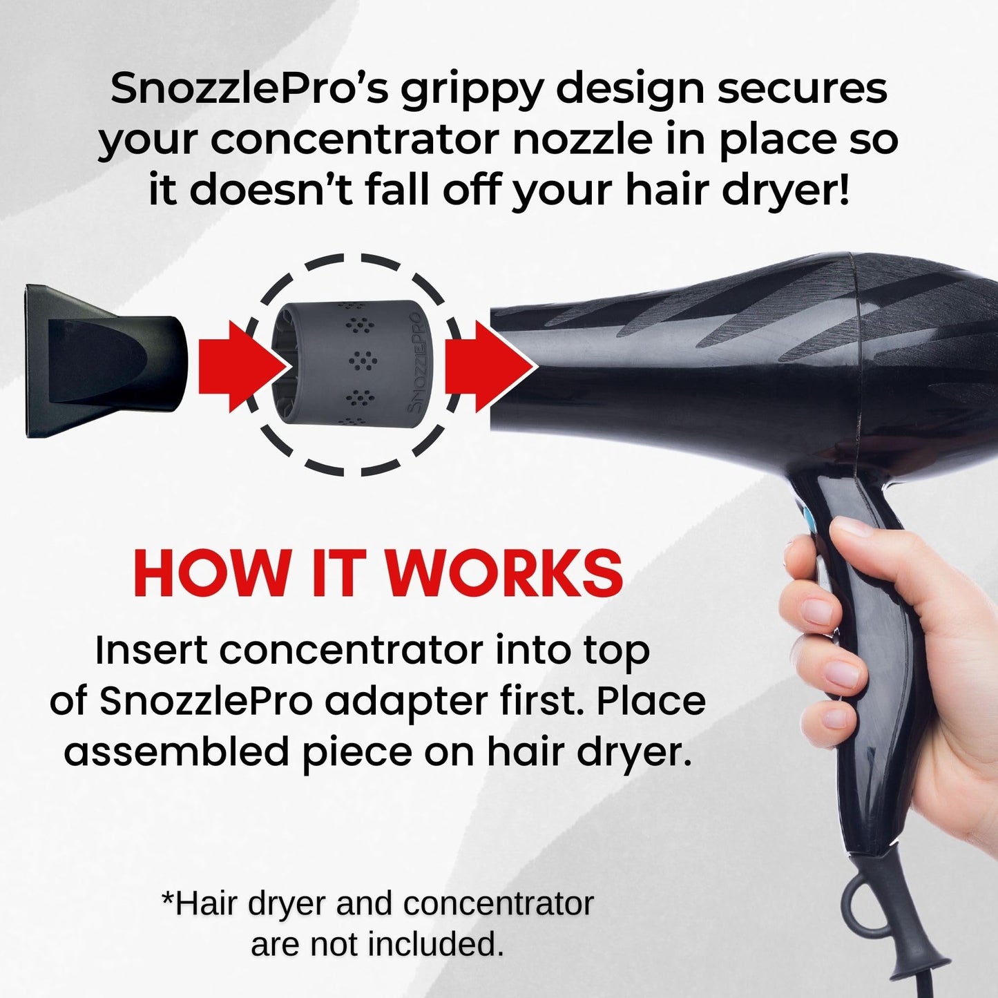 Snozzle Pro hair tool accessory protecting hands from styling heat