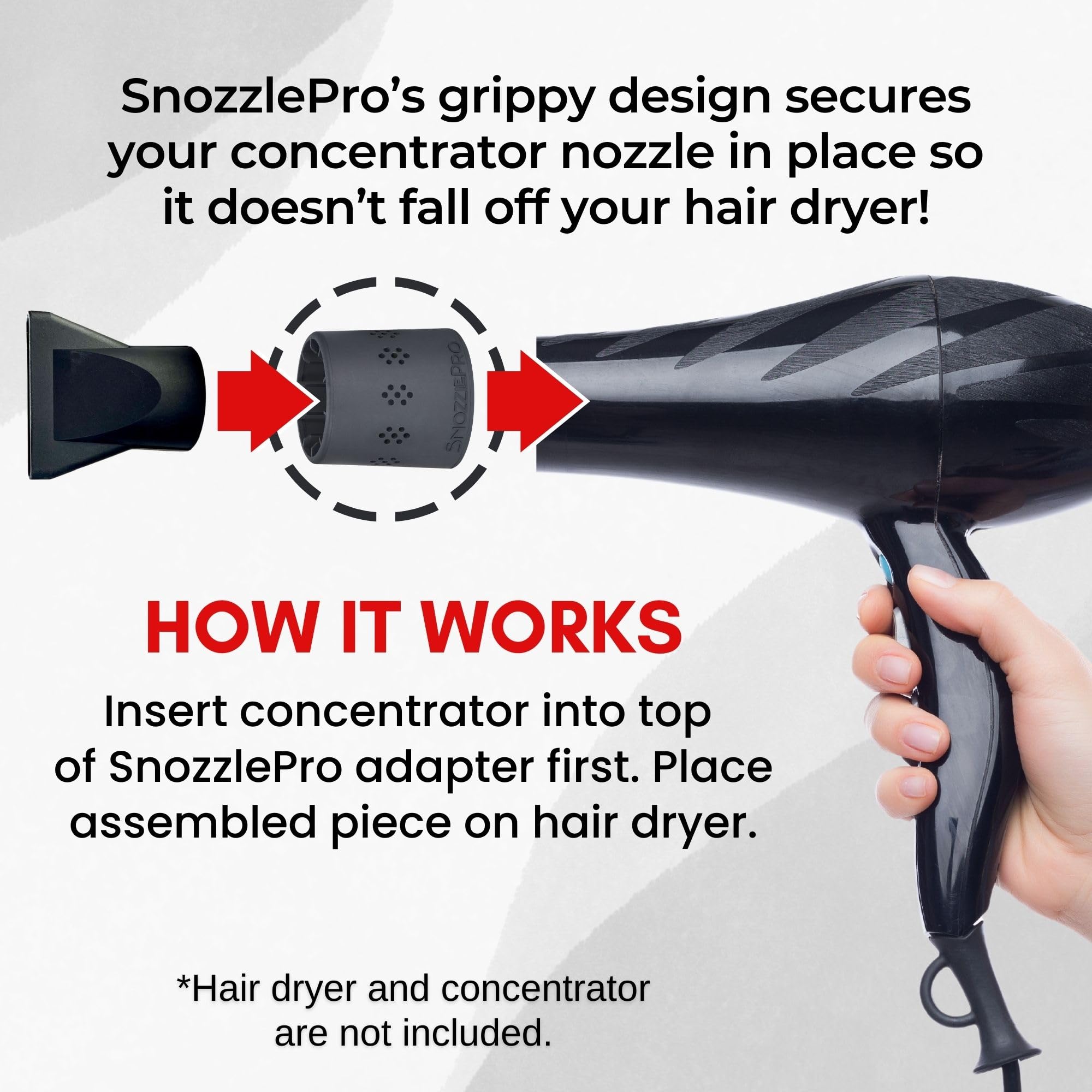 Snozzle Pro hair tool accessory protecting hands from styling heat