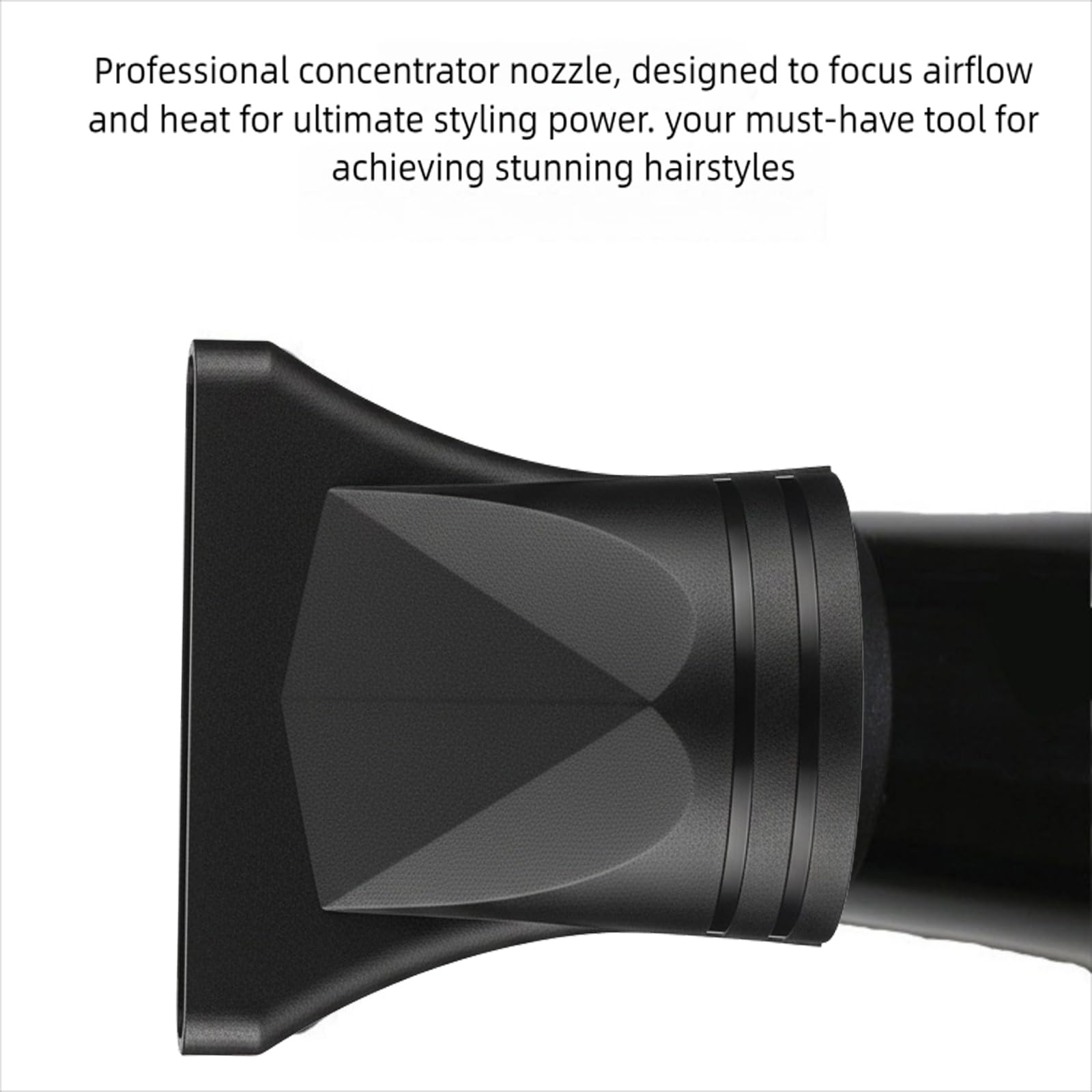 Two pieces of professional styling nozzles for targeted hair blowing.