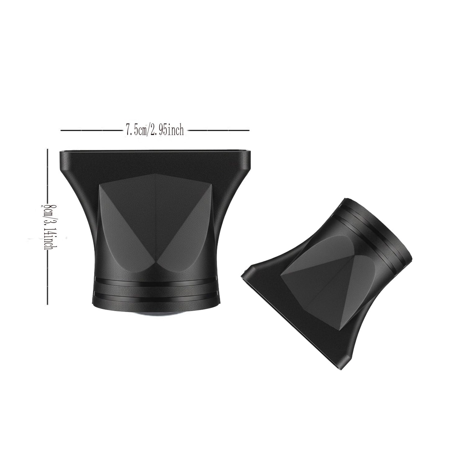 Close up view of the durable heat resistant material of the hair dryer nozzle.