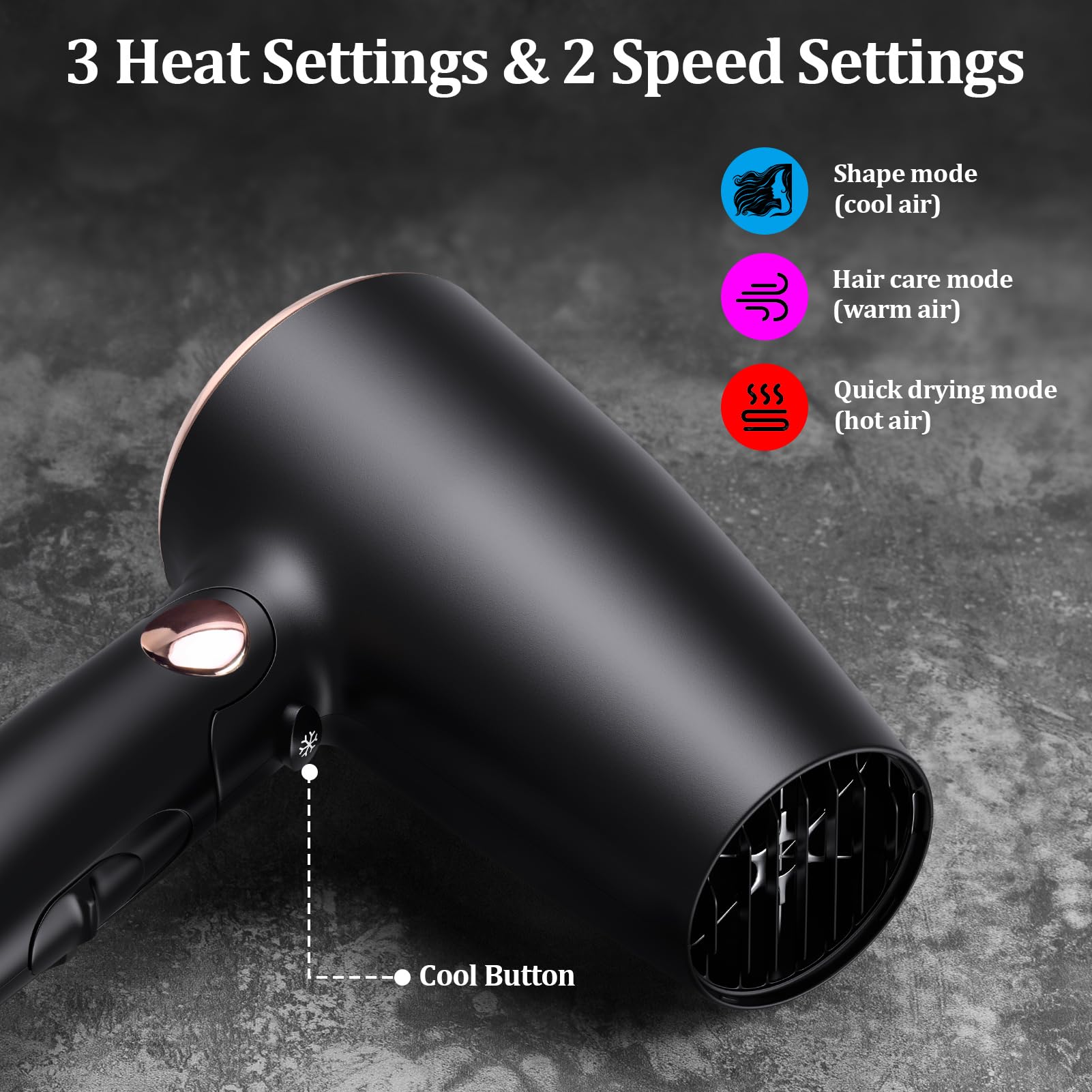 VGR travel hair dryer displayed alongside the included European plug adapter and soft fabric storage bag.