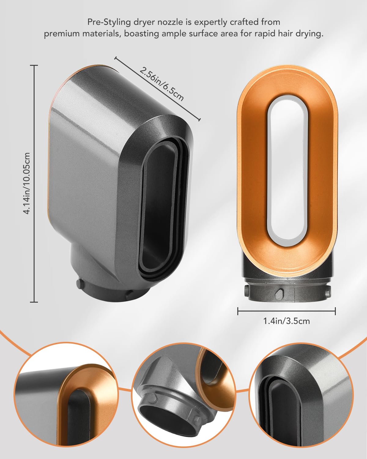 Heat resistant styling nozzle replacement for hair preparation layout
