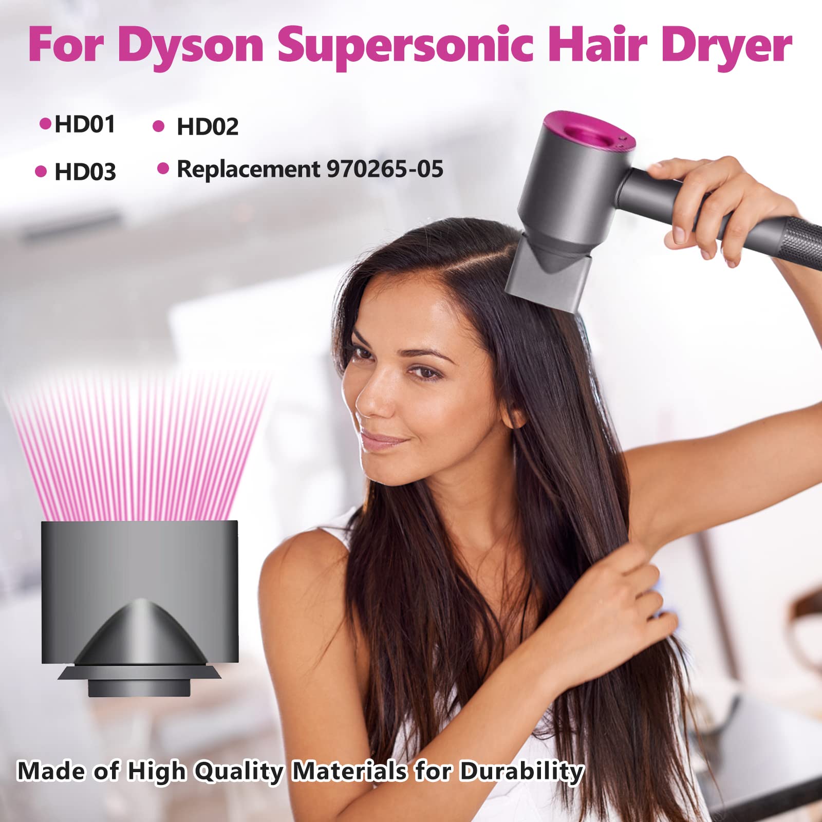 Chuancheng hair dryer attachment matte black finish showing durable engineering connection ring.