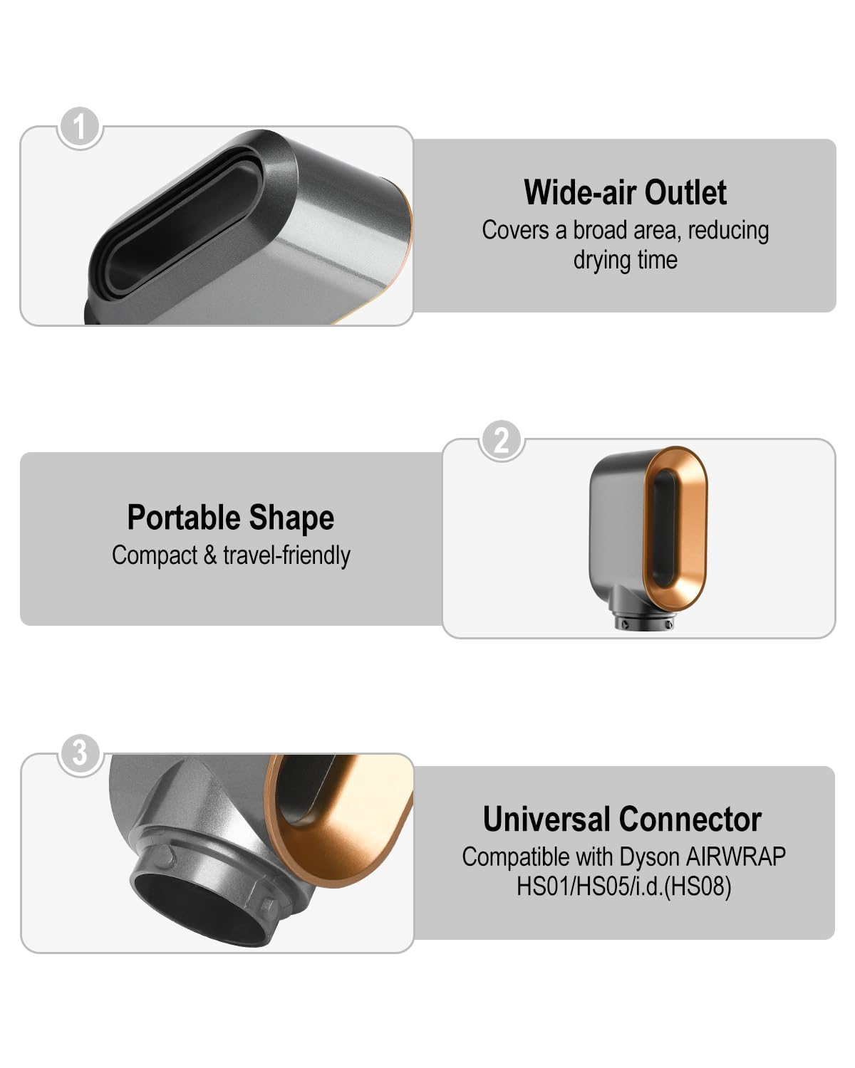 Texovyrax pre-styling dryer attachment showing attachment locking mechanism