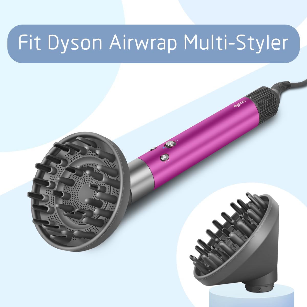 Funteck diffuser attachment showing long prongs for curly hair