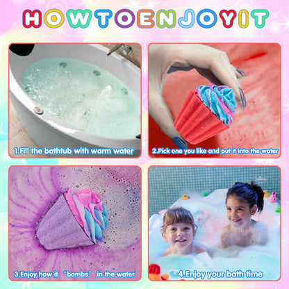 Handmade moisturizing children bath fizzes assortment featuring twenty natural scents