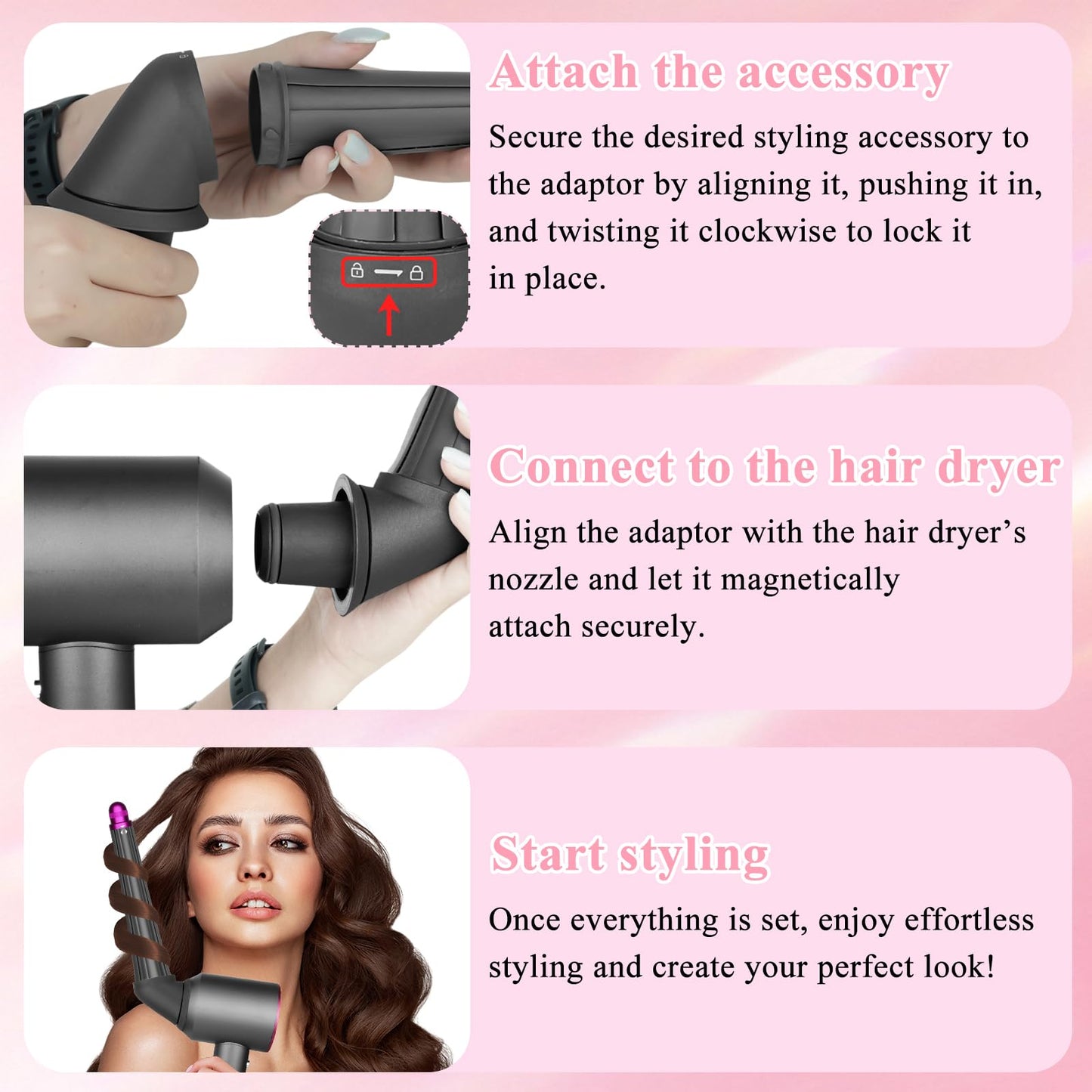 Professional hair styling tool attachment for Dyson dryers