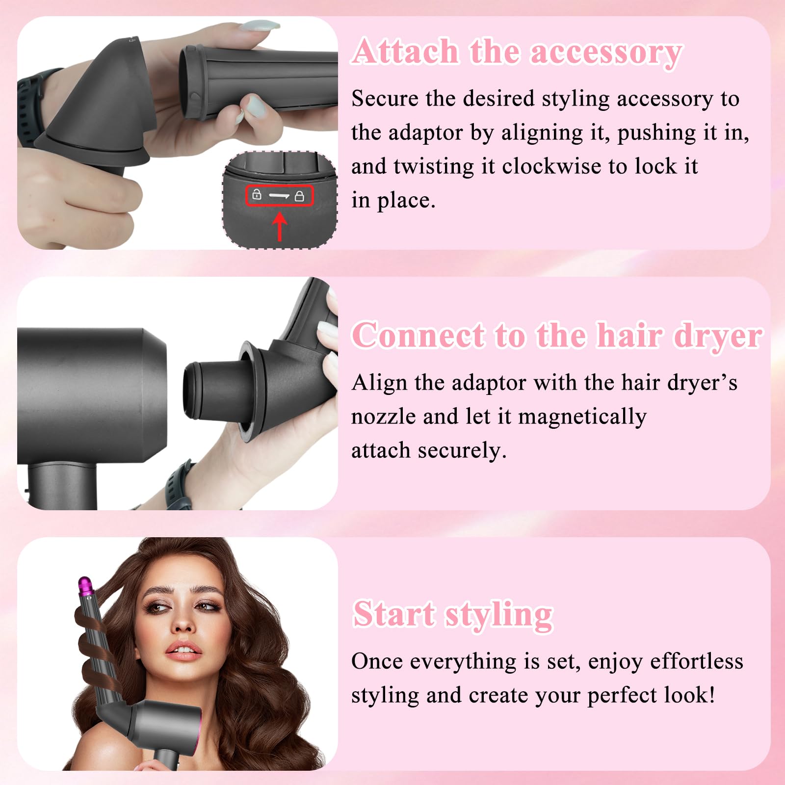 Professional hair styling tool attachment for Dyson dryers