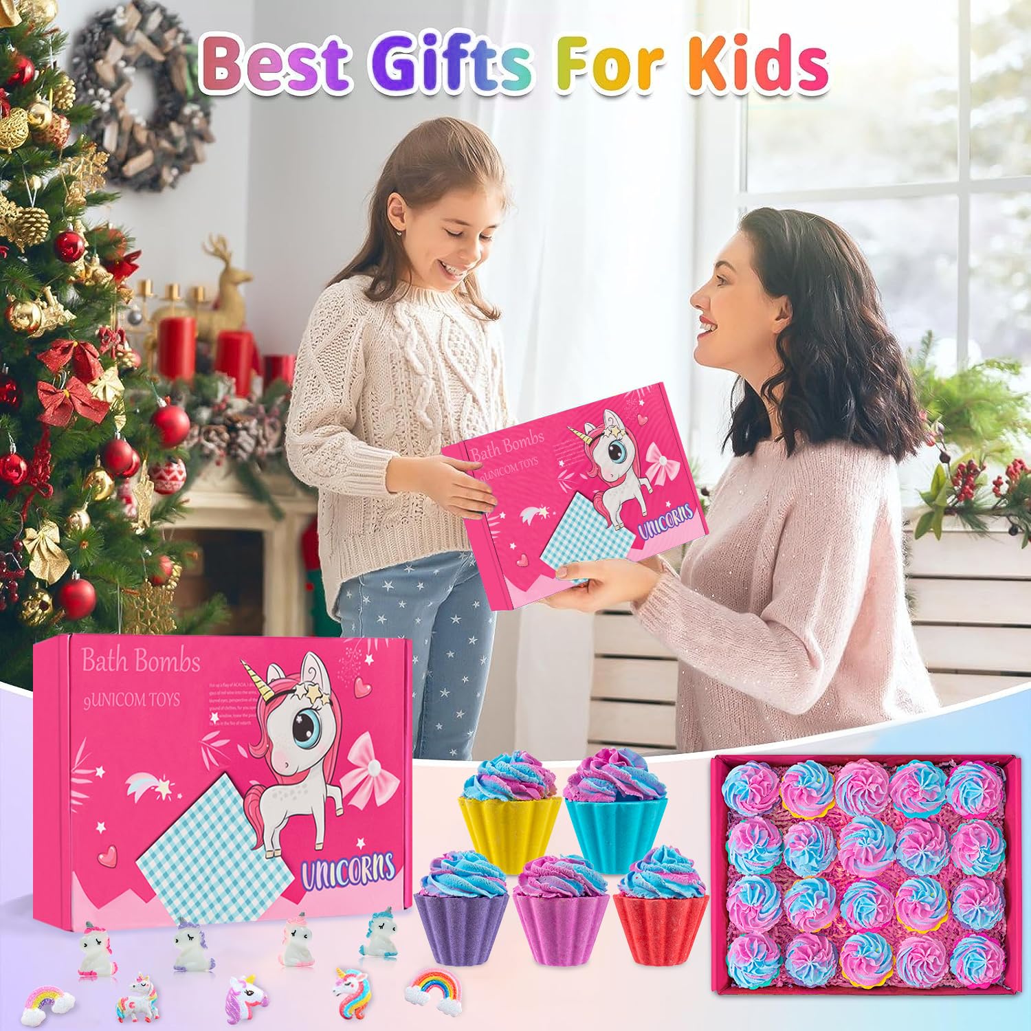 Kims Cosiart children bath bomb collection product details and multi colored components