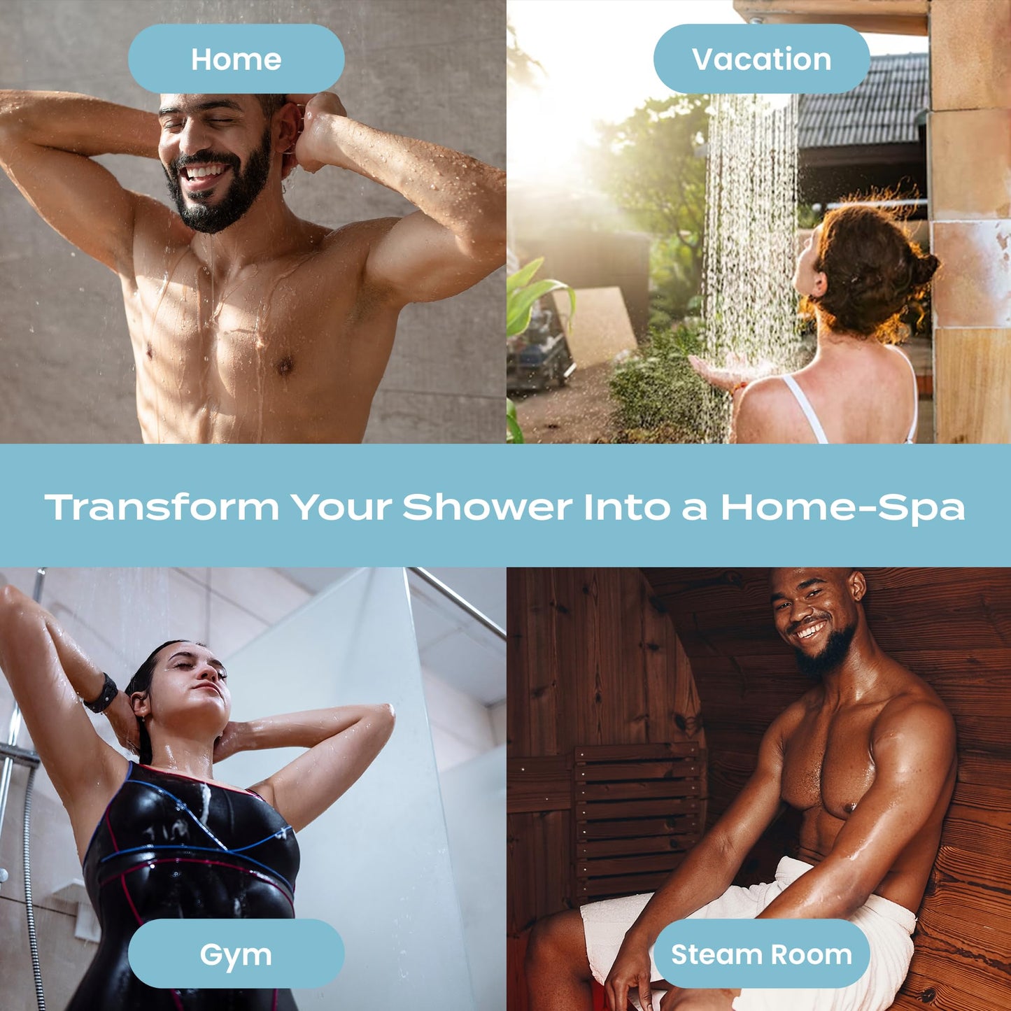 A lifestyle image demonstrating the correct placement of the aromatherapy tablet on a wet bathroom floor.
