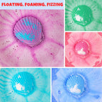 Close up of individual seashell bath bomb packaging