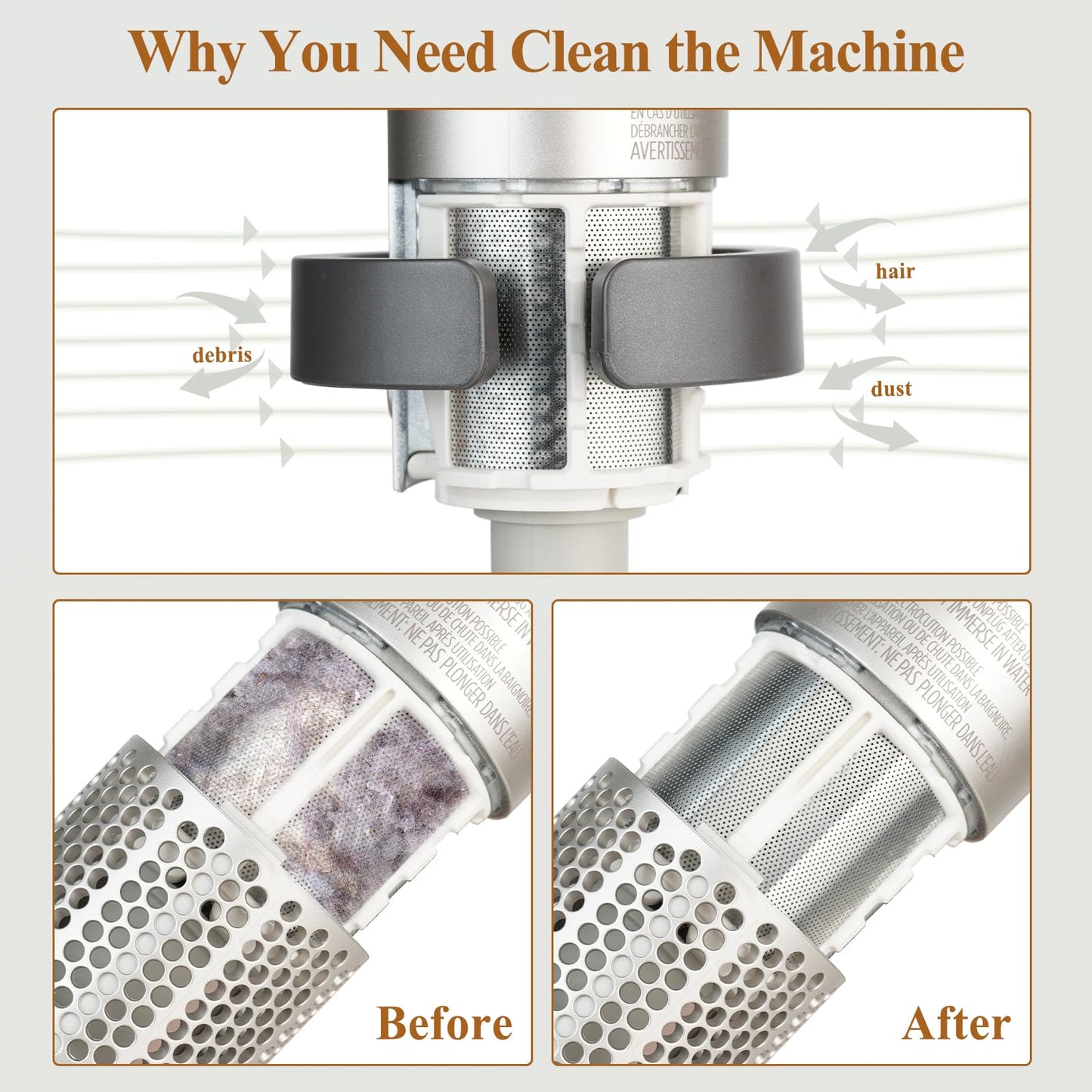 Filter cleaning brush attachment for Shark FlexStyle