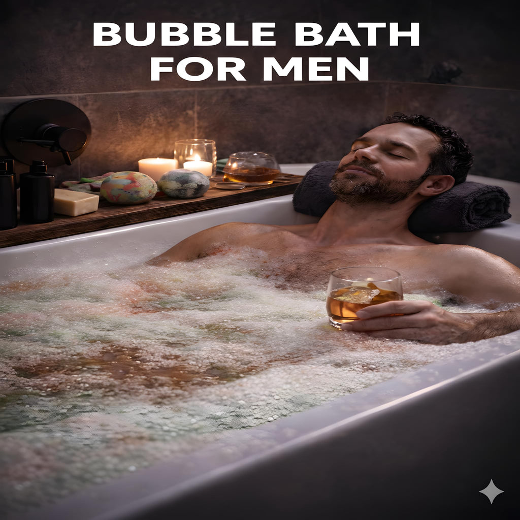 Close up of individually wrapped scented bath bombs for men