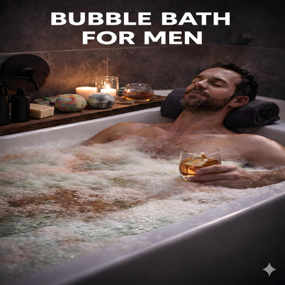 Unwrapped handmade men's bath bomb showcasing its natural textured finish.