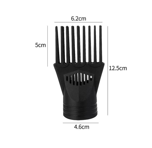 Black plastic blow dryer nozzle attachment for detangling