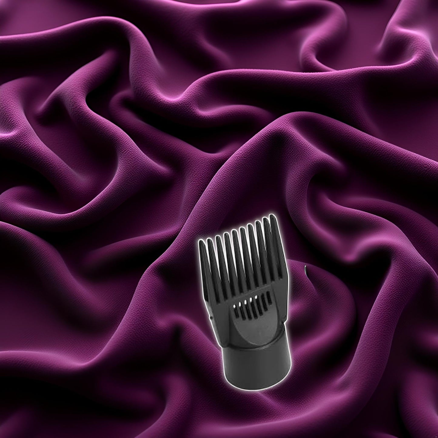 Close up of comb teeth on universal hair dryer attachment