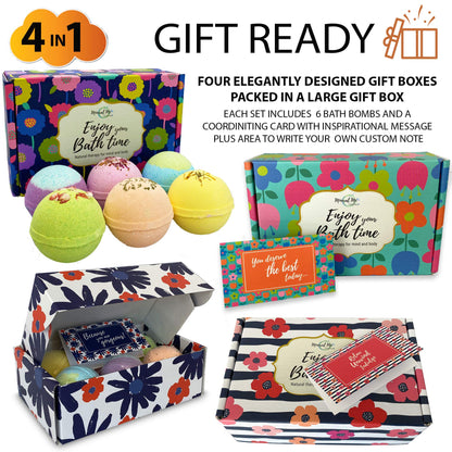 Mineral Me California luxury selfcare gift set for women featuring twenty-four individually wrapped aromatherapy bath fizzers.
