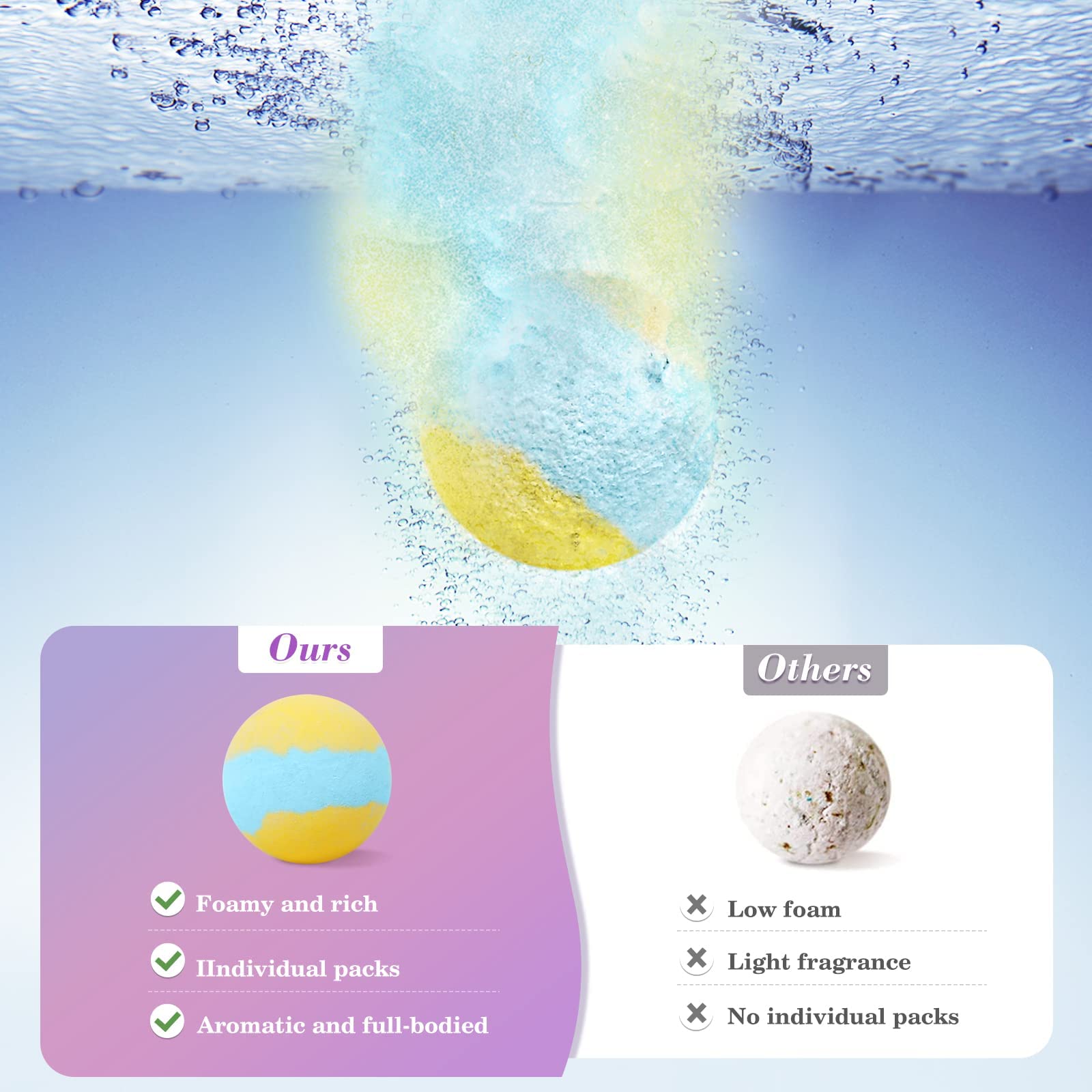 CalmNFiz moisturizing bath bomb dissolving in warm water creating colorful swirls