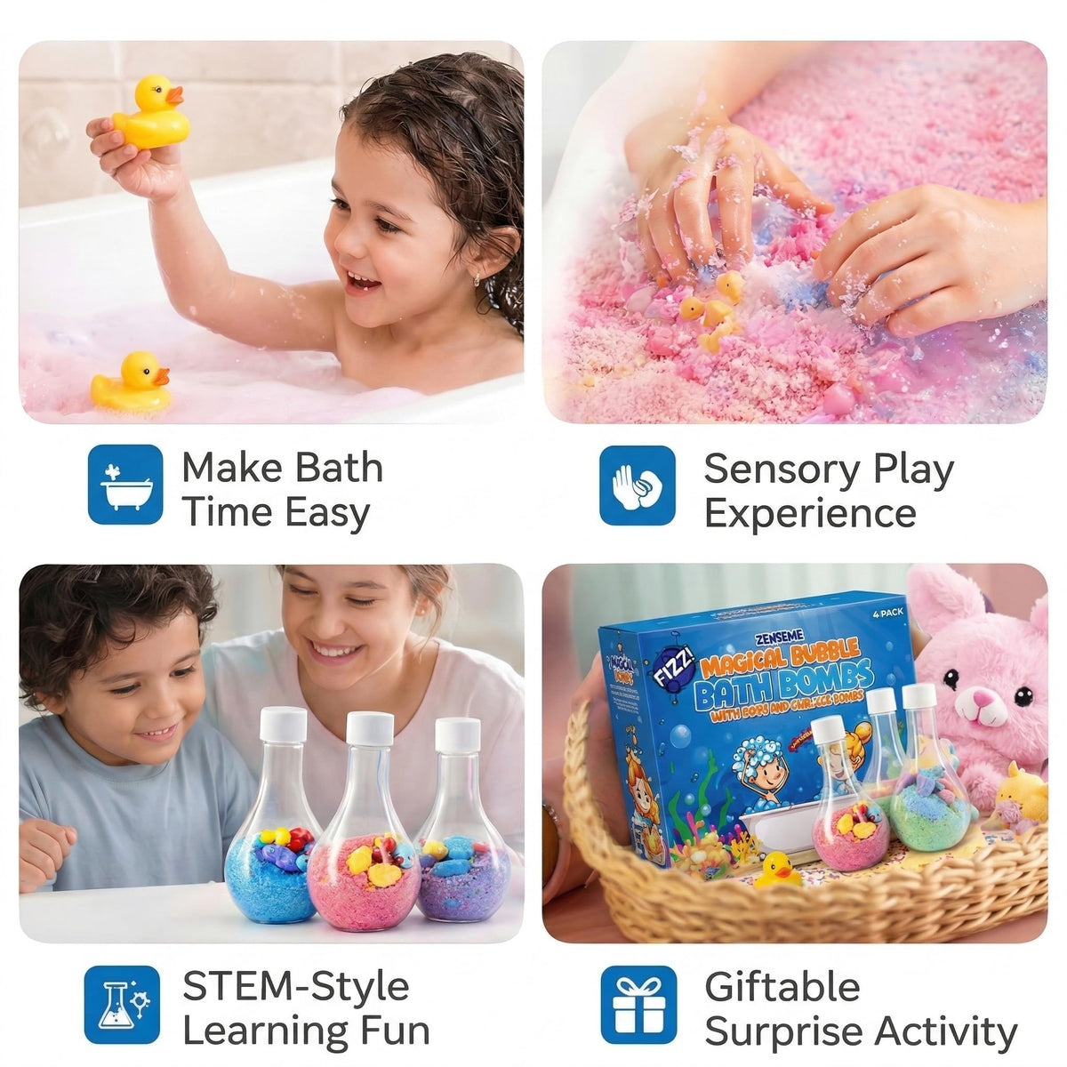 ZenseMe kids bath science potion set packaging