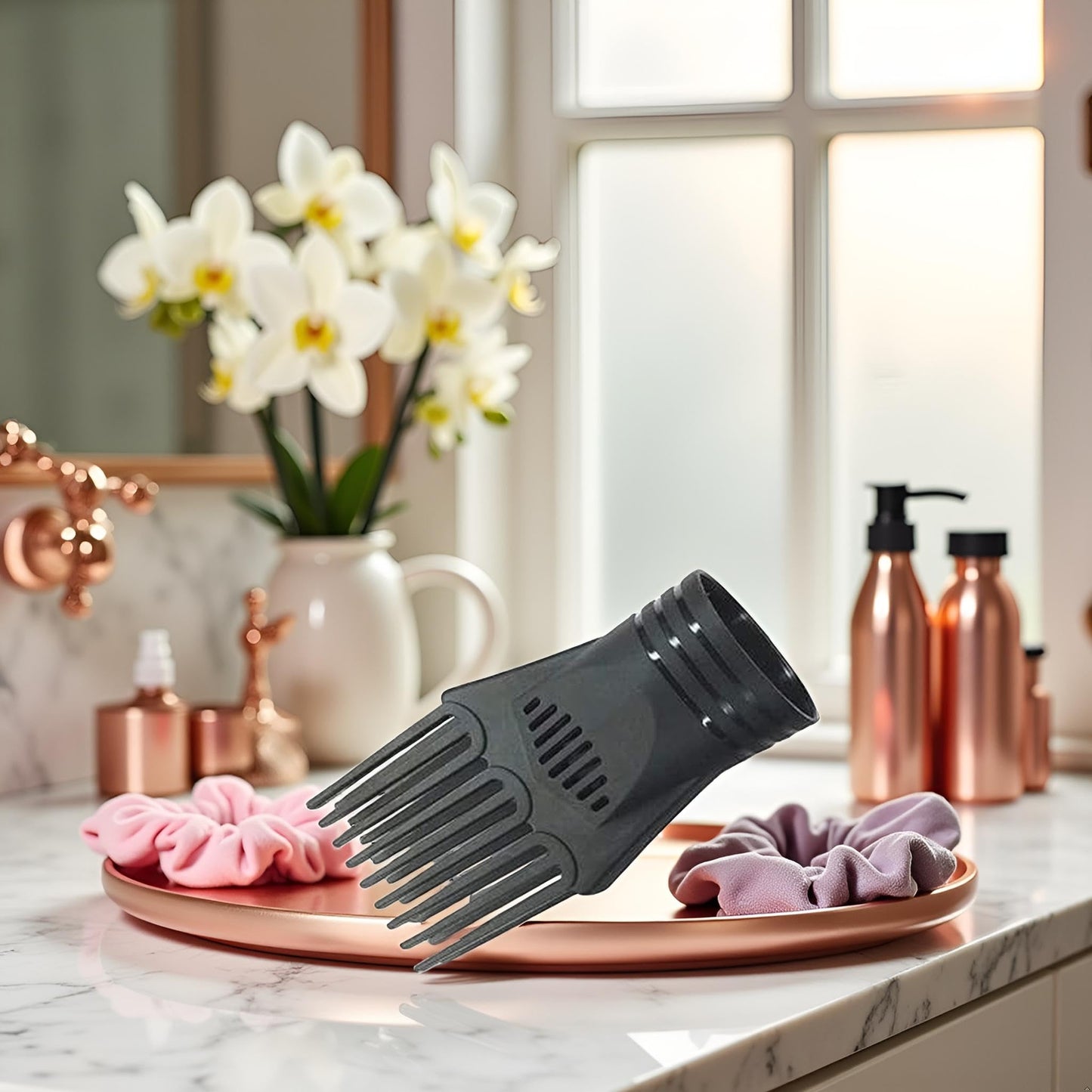 Side profile of JJLFresheners blow dryer styling attachment