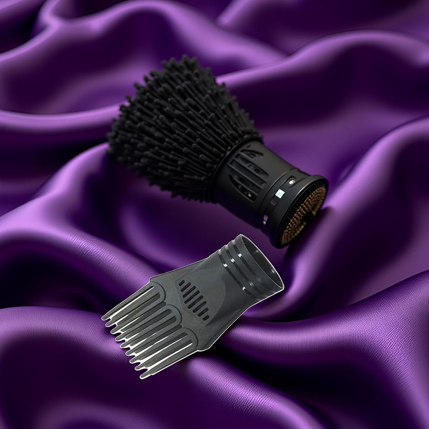 Universal hair dryer nozzle attachment connected to a dryer