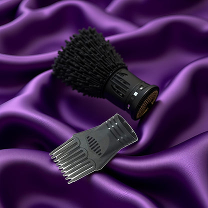 Universal hair dryer nozzle attachment connected to a dryer