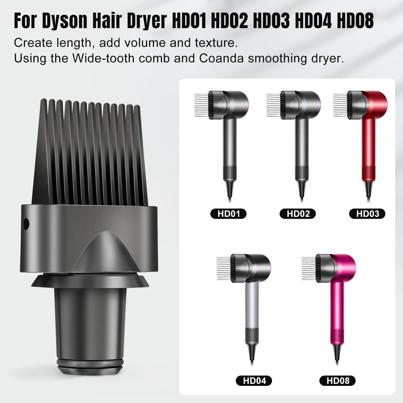Dxyue wide tooth comb attachment connected to Dyson hair dryer