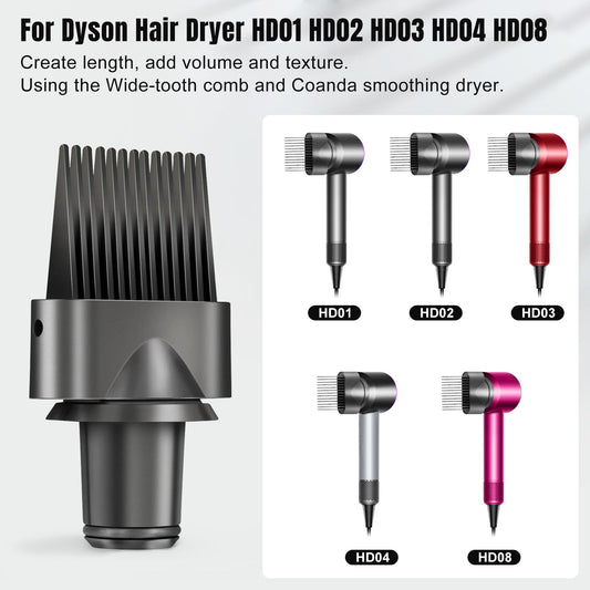 Dxyue wide tooth comb attachment connected to Dyson hair dryer