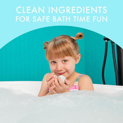 Natural origin kids bath droplets showing individual wraps