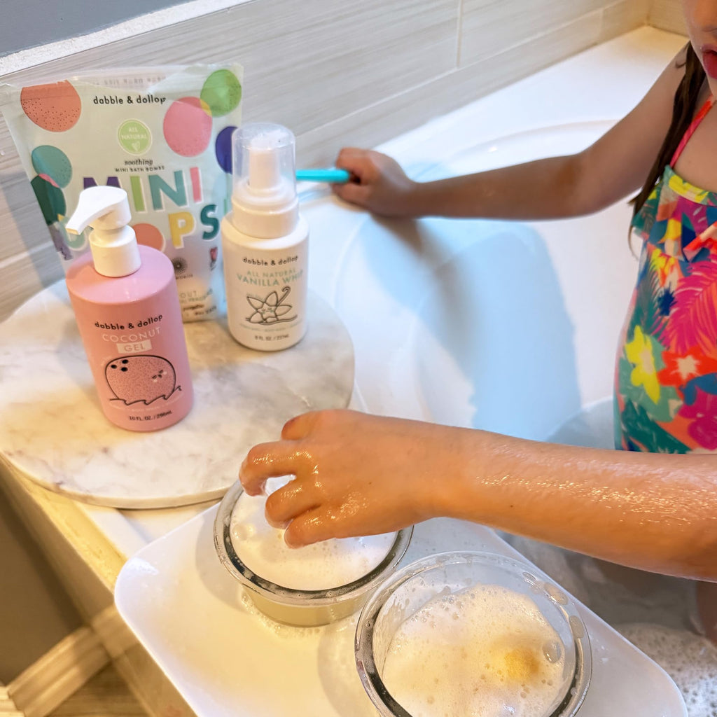 Dabble & Dollop natural origin bath products back label details